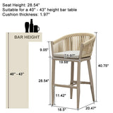 PURPLE LEAF Counter Stools Bar Stools Rattan Bar Stools Wicker Bar Chairs Woven Aluminum Barstools with Back and Cushions
