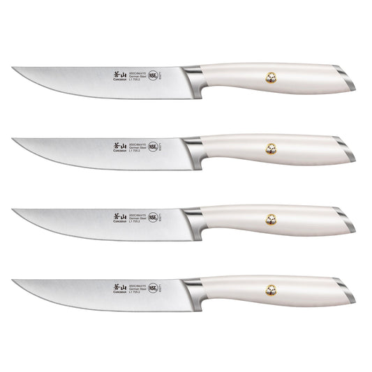 L1 Series 4-Piece Fine-Edge Steak Knife Set, White, Forged German Steel, 1026948