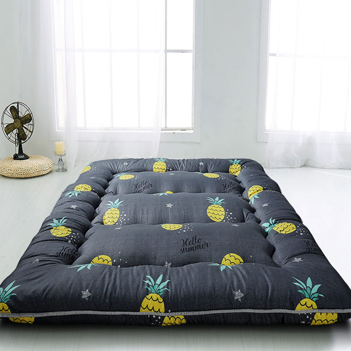 MAXYOYO Floor Mattress, Ultra -Thick Grey Pineapple Futon Mattress