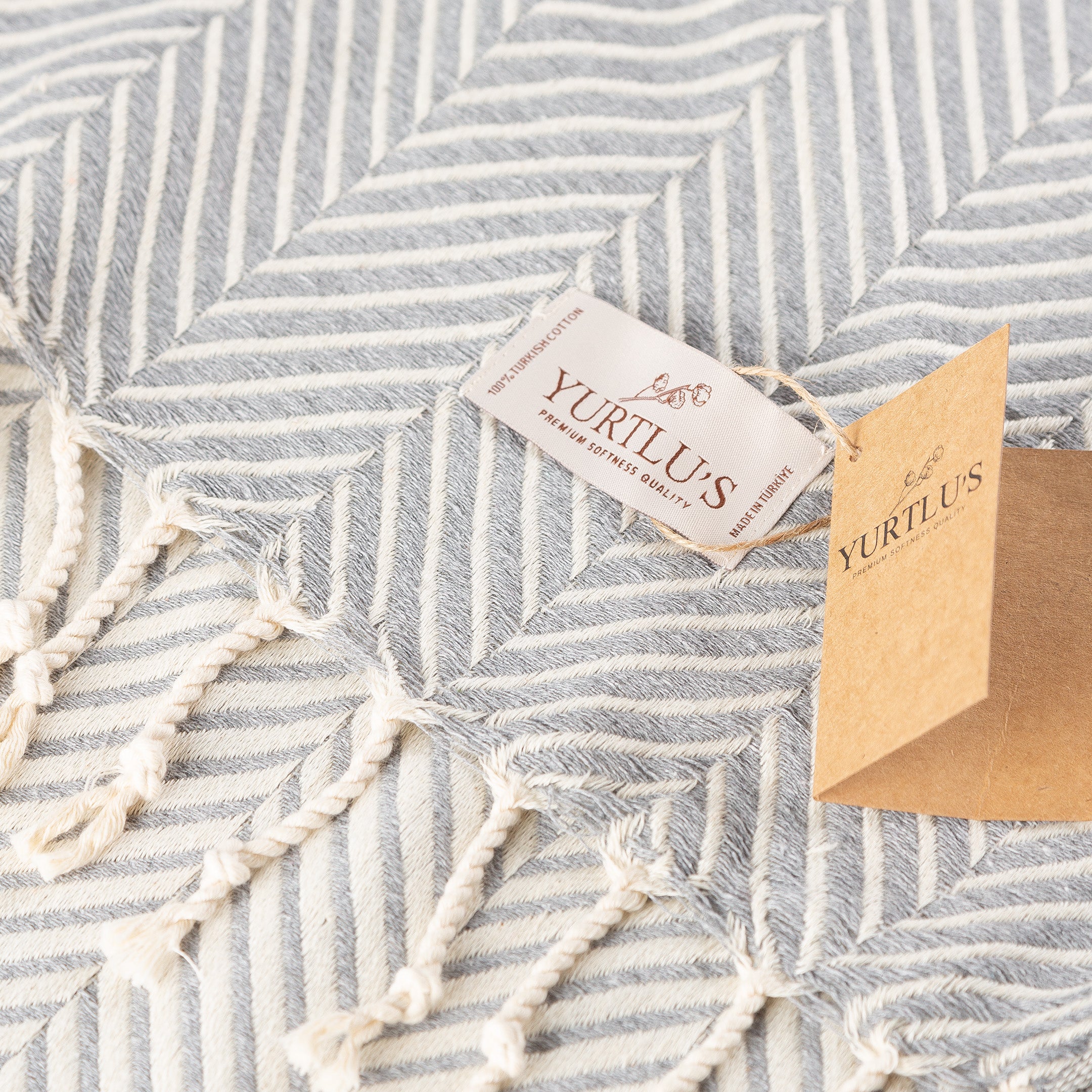 YURTLU’S Sapphire Sands Series Premium Turkish Towel – Grey