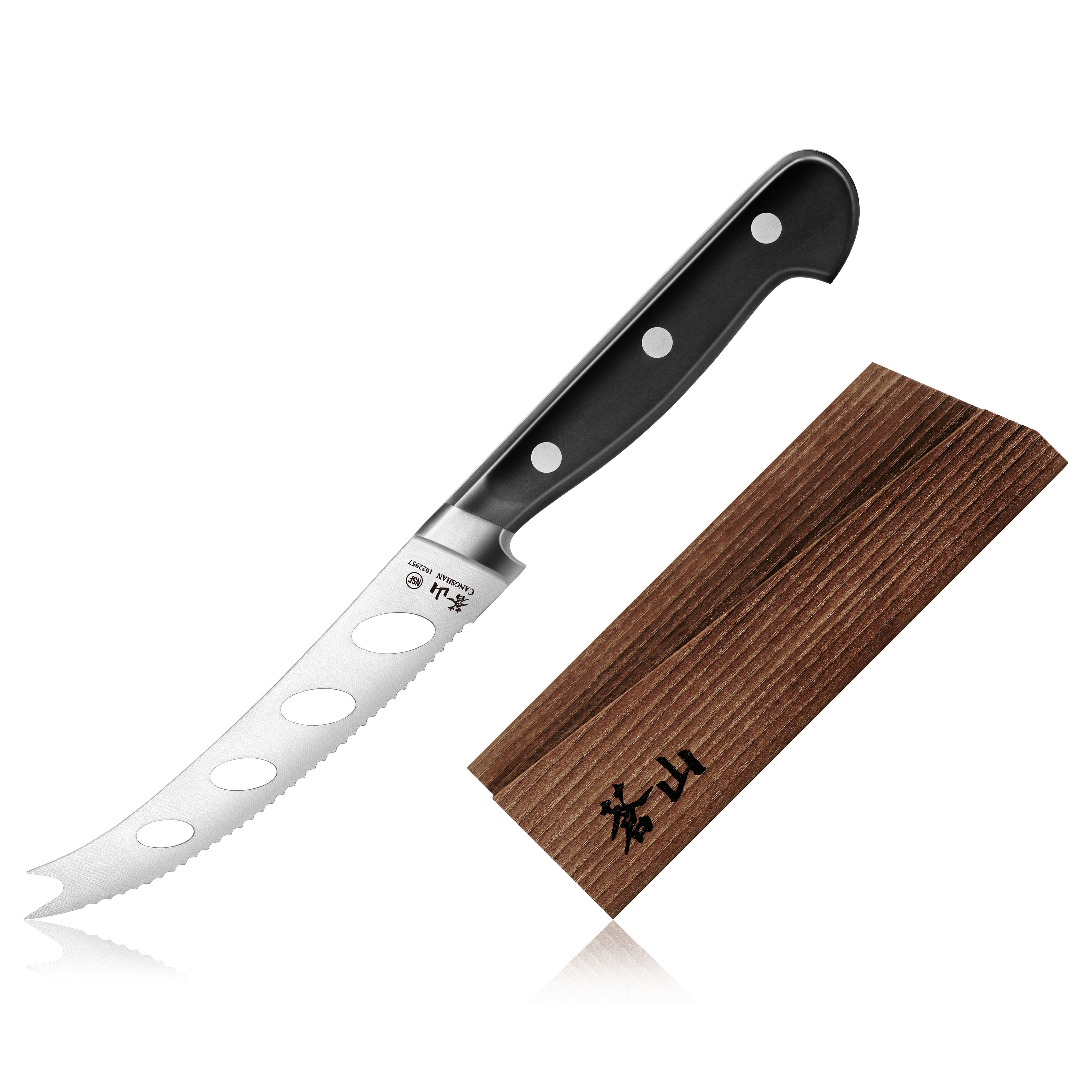 TV2 Series 5-Inch Tomato/Cheese Knife with Wood Sheath, Forged Swedish 14C28N Steel, 1022964