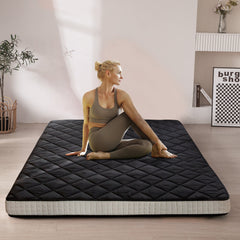 MAXYOYO 6" Extra Thick Floor Futon Mattress, Diamond Quilting, Black