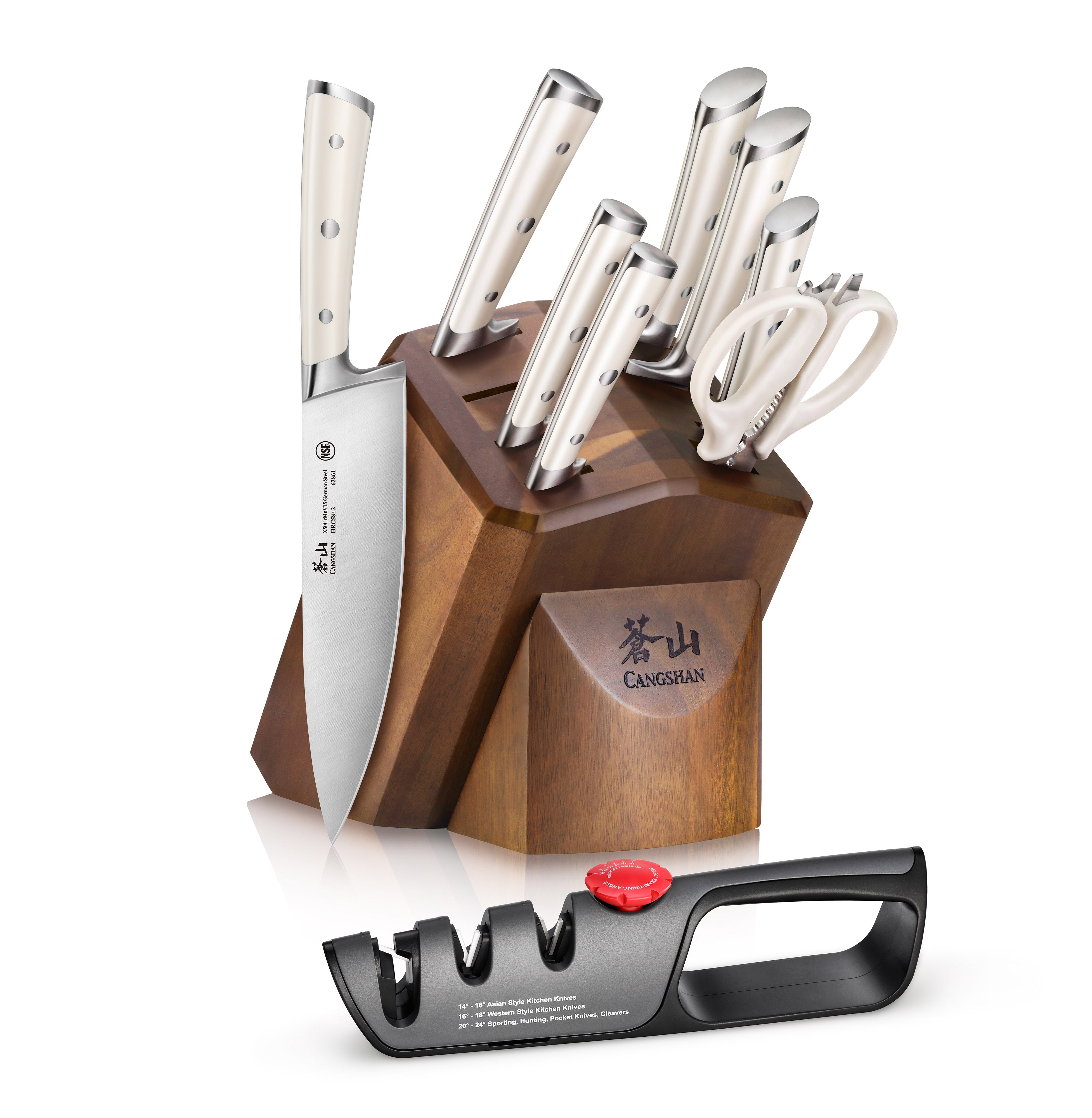 H1 Series 10-Piece Knife Block Set, Forged German Steel, Acacia Block, 1026153