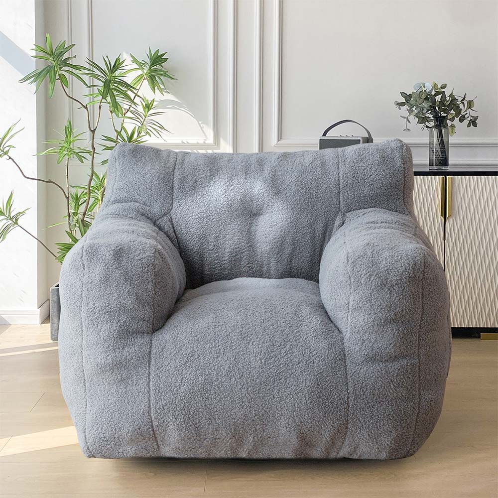 MAXYOYO Bean Bag Chair, Sherpa Bean Bag Couch, Living Room Lazy Bean Bag Sofa for Adults Kids, Grey