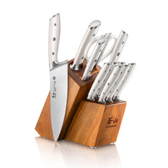 ALPS Series 12-Piece Knife Block Set, Forged German Steel, Acacia Block