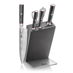 YARI Series 6-Piece Knife Block Set, X-7 Damascus Steel, HUA Ash Wood Block, 501363