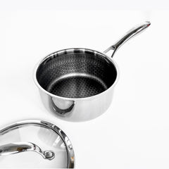 COOKSY Hexagon Surface Hybrid Stainless Steel Saucepan with Lid