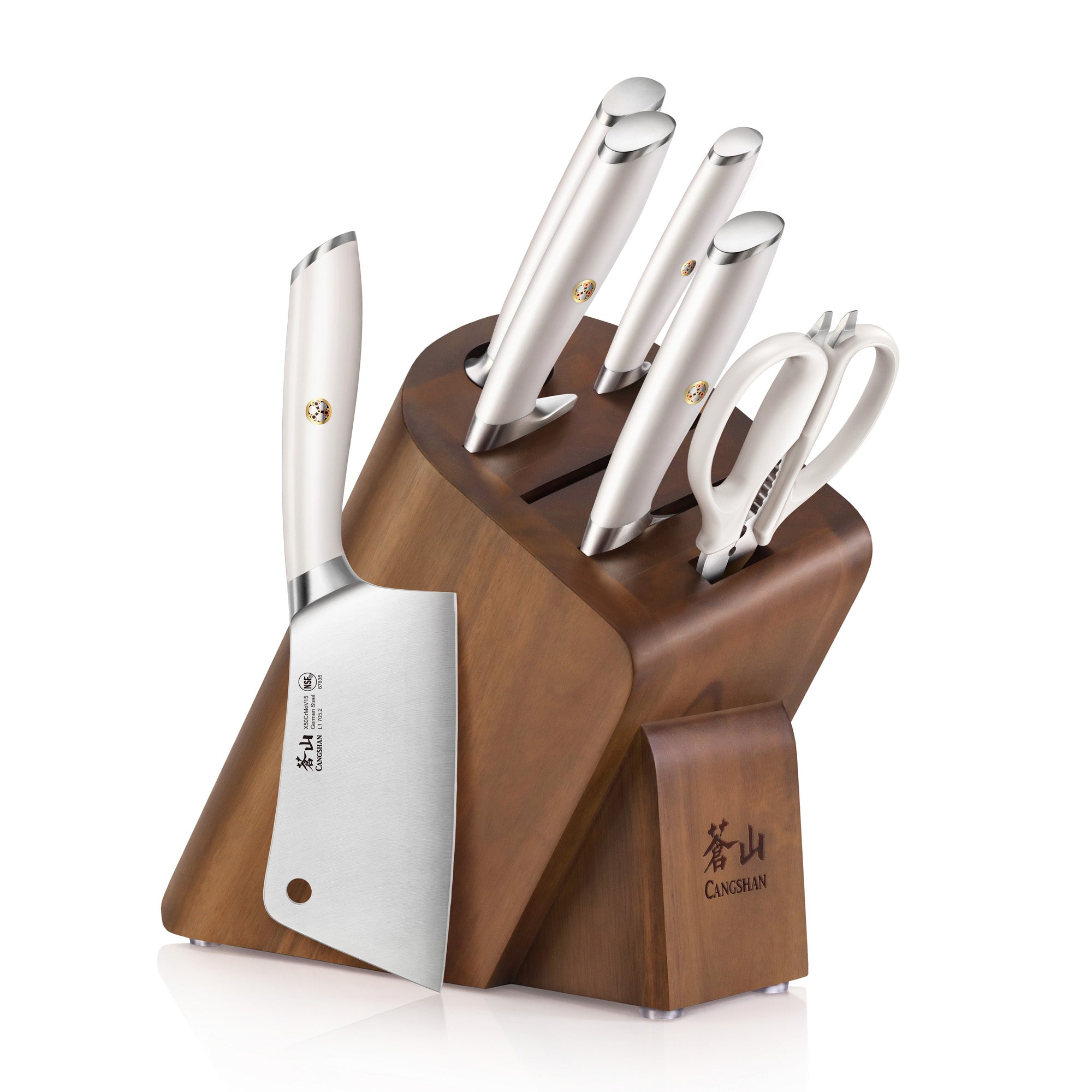 L & L1 Series 7-Piece Cleaver Knife Block Set, Forged German Steel