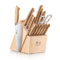 OLIV Series 15-Piece Knife Block Set, Maple, Forged Swedish 14C28N Steel, 501691