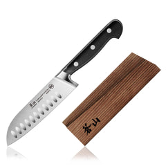 TV2 Series 5-Inch Santoku Knife with Wood Sheath, Forged Swedish 14C28N Steel, 1022988