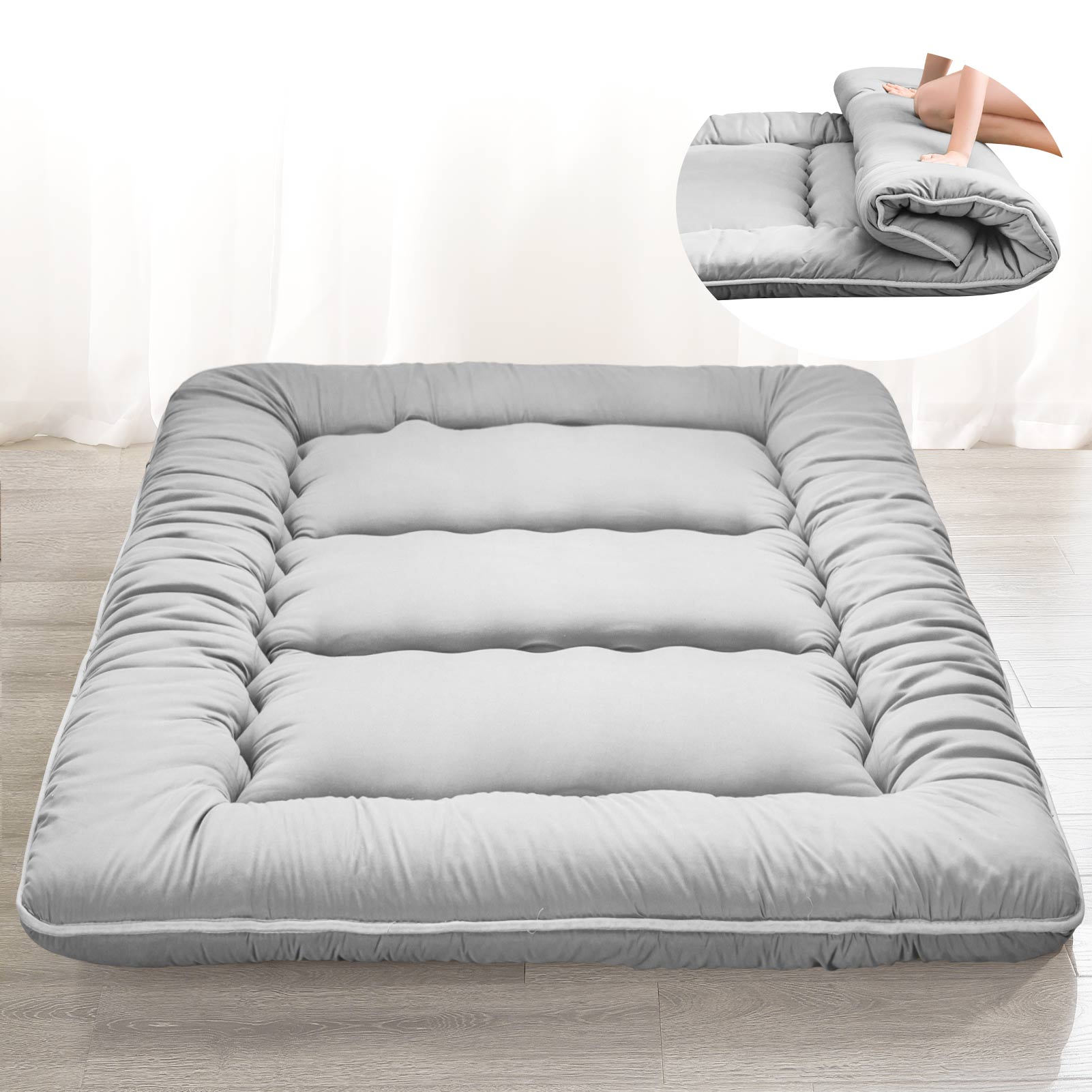 MAXYOYO Japanese Floor Mattress Futon Mattress, Grey