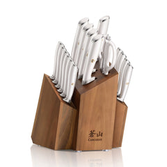 L1 Series 17-Piece SHAN Knife Block Set, White, Forged German Steel, 1026856