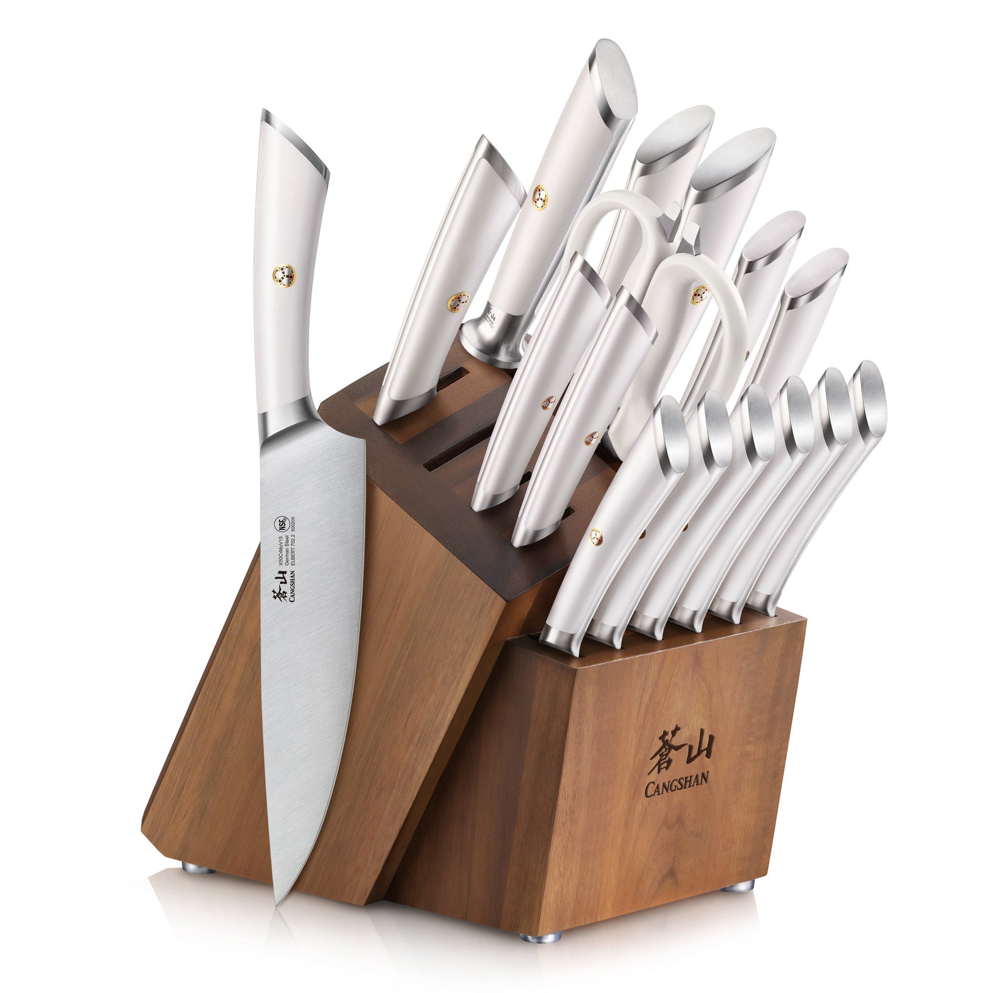 ELBERT Series 17-Piece Knife Block Set, Forged German Steel, Acacia Block