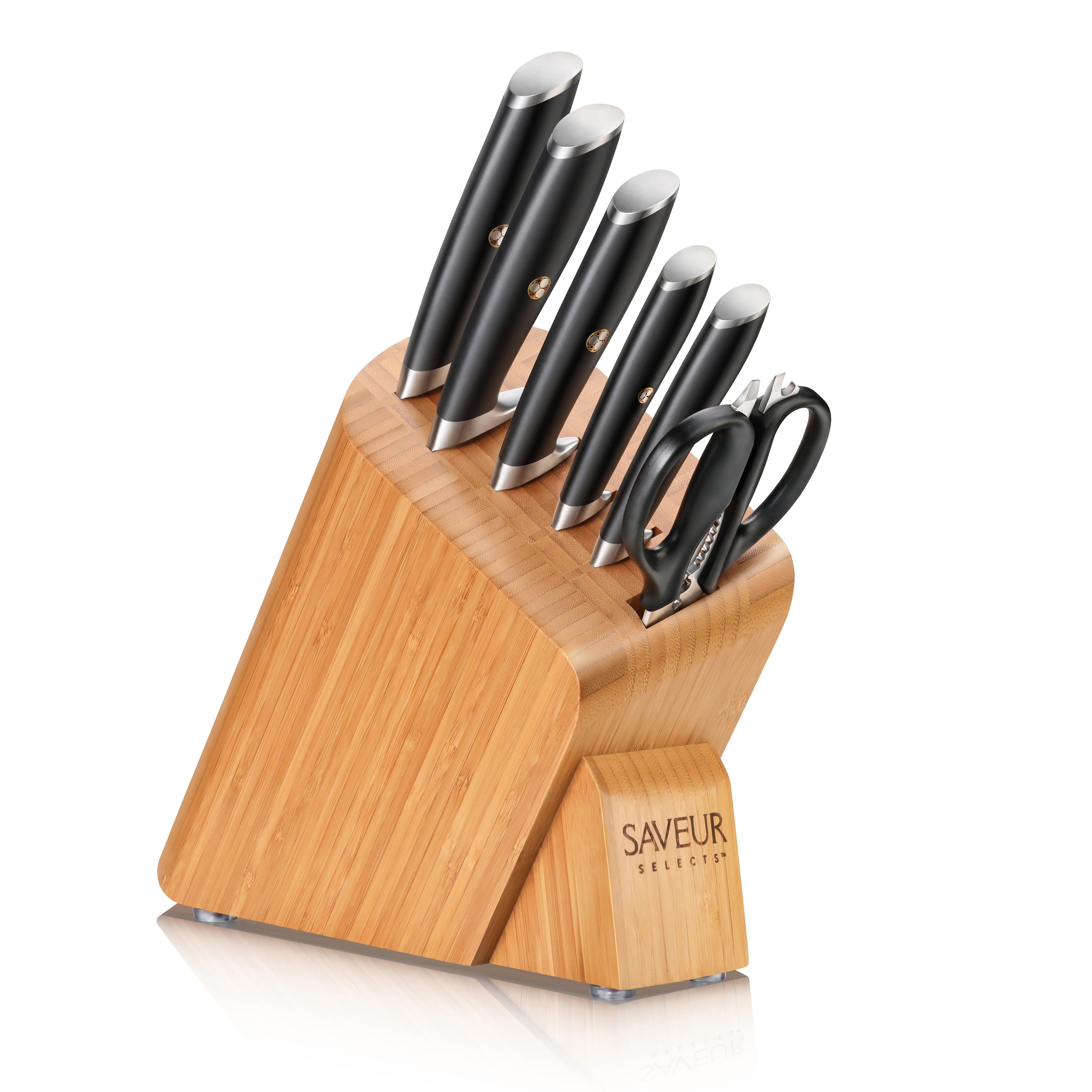 Saveur Selects 7-Piece Knife Block Set, Forged German Steel, 1026313