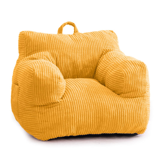 MAXYOYO Kids Bean Bag Chair, Corduroy Bean Bag Couch with Armrests for Children's Room (Yellow)