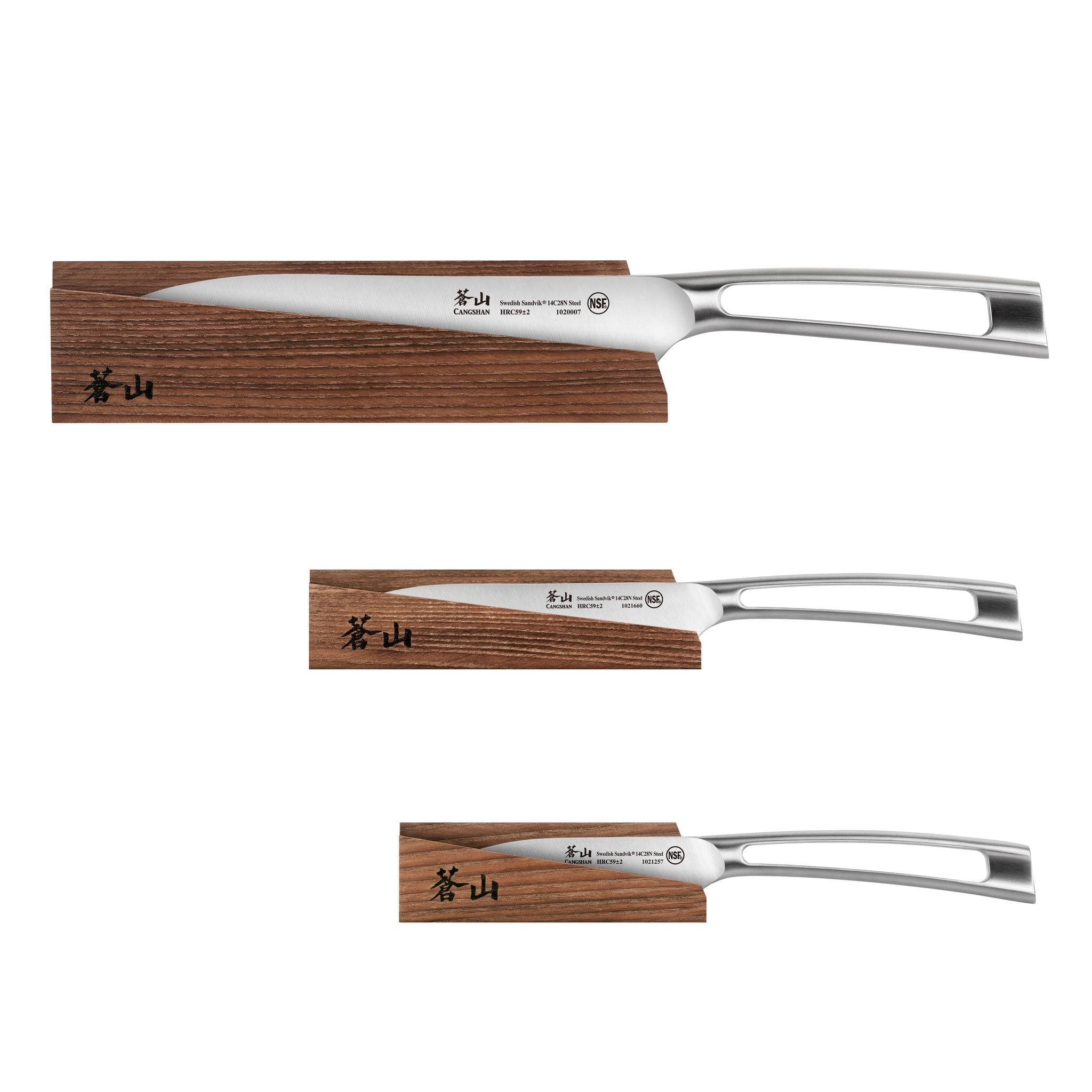 TN1 Series 3-Piece Starter Knife Set with Wood Sheaths, Forged Swedish 14C28N Steel, 1021936