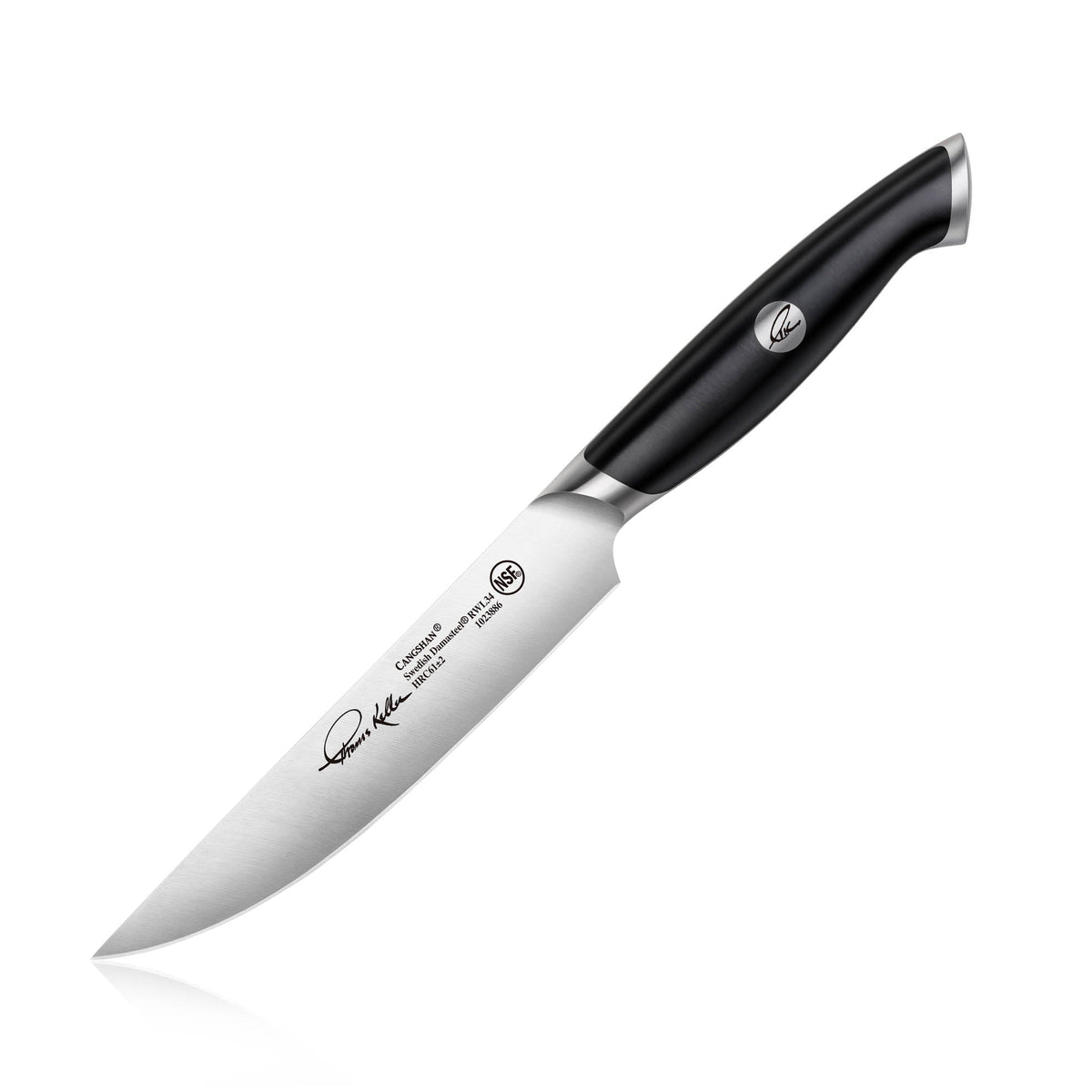 TKSC 5-Inch Fine-Edge Steak Knife, Forged Swedish Powder Steel, Thomas Keller Signature Collection, Black, 1023886