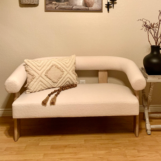 Maye 54" Modern Beige Upholstered Loveseat Sofa