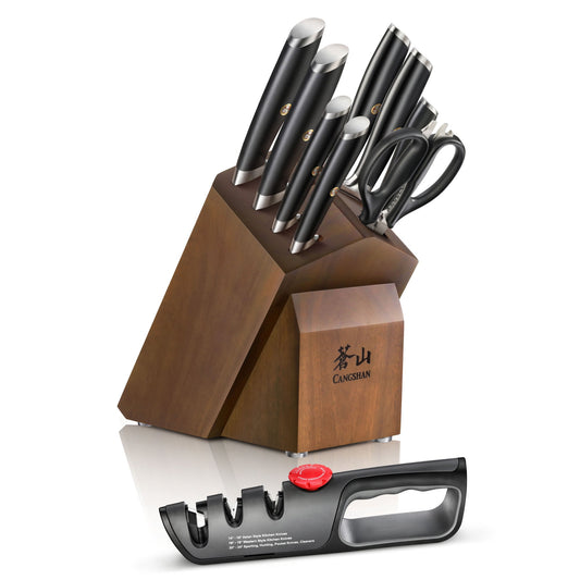 L Series 10-Piece Knife Block Set, Forged German Steel, Black, 1027440