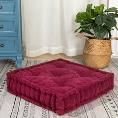 MAXYOYO Square Chenille Floor Pillow, Wine, 20"x20"x5.5"