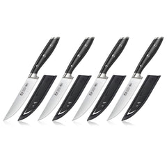 ALPS Series 4-Piece Steak Knife Set with Sheaths, Forged German Steel, Black, 502780