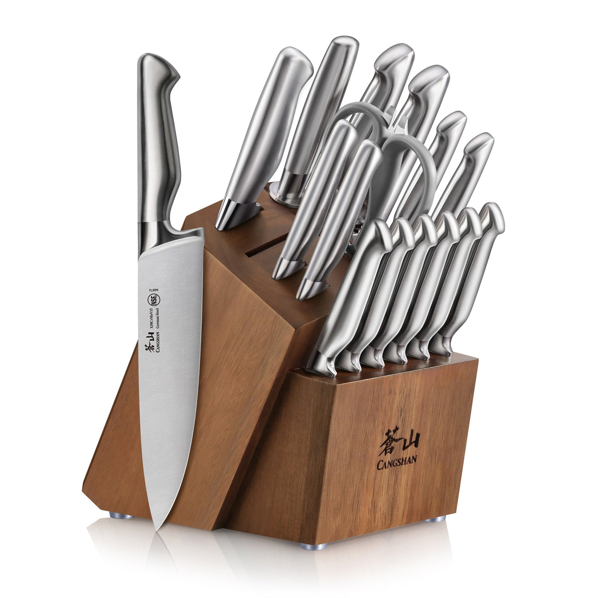 SANFORD Series 17-Piece Knife Block Set, Forged German Steel, Acacia Block, 1027051