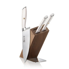 L1 Series 4-Piece Knife Block Set, White, Forged German Steel, HUA Acacia Block, 1026986