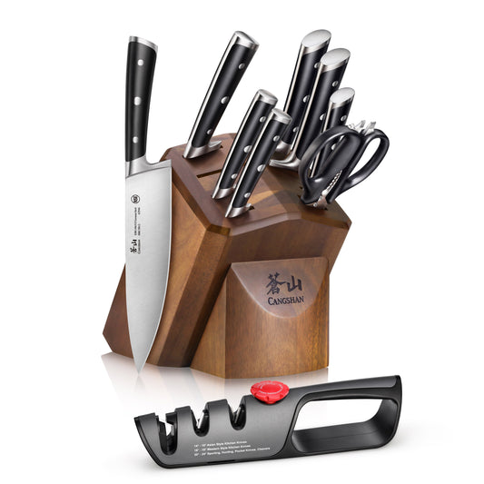 H Series 10-Piece Knife Block Set, Forged German Steel, Acacia Block, 1026160