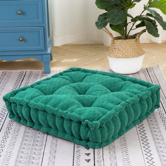 MAXYOYO Square Chenille Floor Pillow, Green, 20"x20"x5.5"