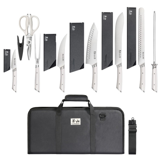 HELENA Series 9-Piece BBQ Knife Set with Black Bag, Forged German Steel