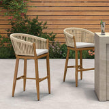 PURPLE LEAF Counter Stools Bar Stools Rattan Bar Stools Wicker Bar Chairs Woven Aluminum Barstools with Back and Cushions