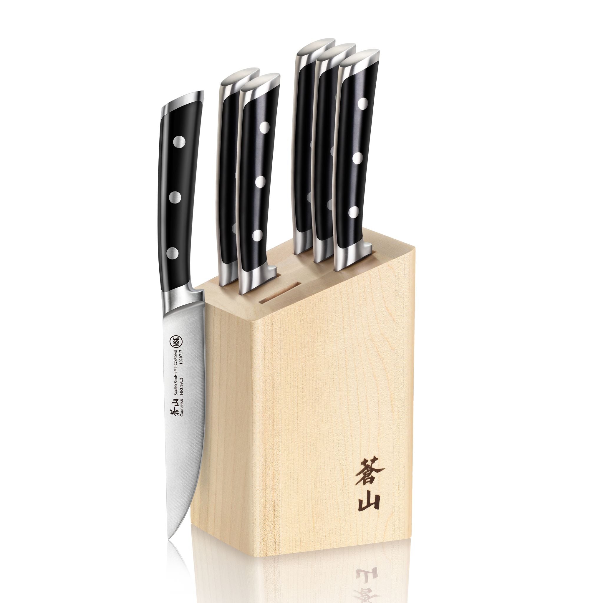 TS Series 6-Piece Knife Block Set, Forged Swedish 14C28N Steel