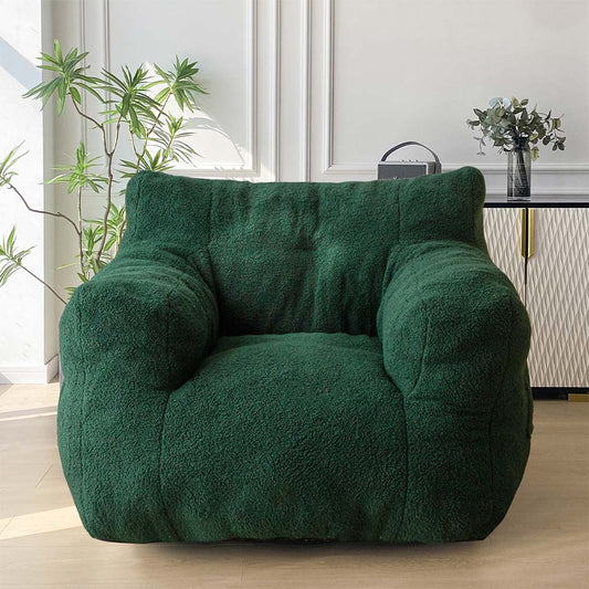 MAXYOYO Sherpa Bean Bag Chair, Boucle Tufted Bean Bag Couch, Living Room Lazy Bean Bag Chair for Adults Kids, Green