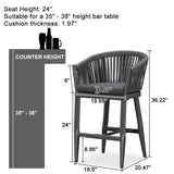PURPLE LEAF Counter Stools Bar Stools Rattan Bar Stools Wicker Bar Chairs Woven Aluminum Barstools with Back and Cushions