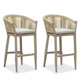 PURPLE LEAF Counter Stools Bar Stools Rattan Bar Stools Wicker Bar Chairs Woven Aluminum Barstools with Back and Cushions
