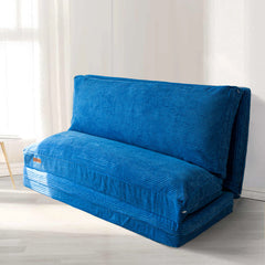 MAXYOYO Bean Bag Folding Sofa Bed with Corduroy Washable Cover, Extra Thick and Long Floor Sofa for Adults, Blue