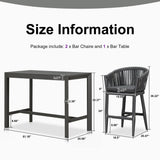 PURPLE LEAF Counter Stools Bar Stools Rattan Bar Stools Wicker Bar Chairs Woven Aluminum Barstools with Back and Cushions