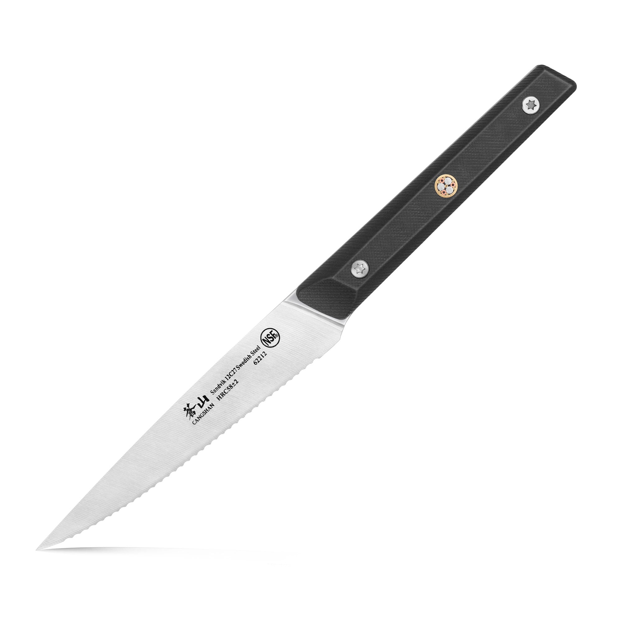 TG Series 5-Inch Serrated Utility Knife, Swedish 12C27M Steel, 62212