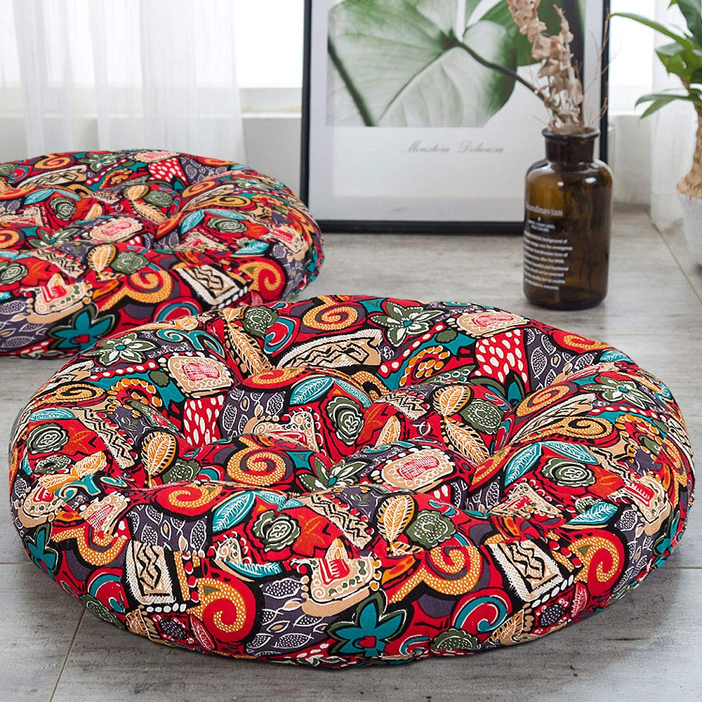 SAYYOYKYOYO Boho Round Floor Cushion, 22 Inch