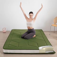 MAXYOYO 6" Extra Thick Floor Futon Mattress, Geometric Diamond, Green