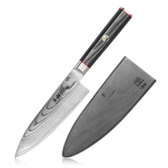 YARI Series 6-inch Chef's Knife with Sheath, X-7 Damascus Steel, 501219