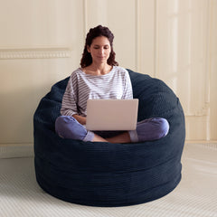MAXYOYO 4ft Convertible Bean Bag Bed, Corduroy Huge Bean Bag Bed Full, Navy