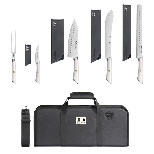 ELBERT Series 6-Piece BBQ Knife Kit with Black Knife Bag, Forged German Steel