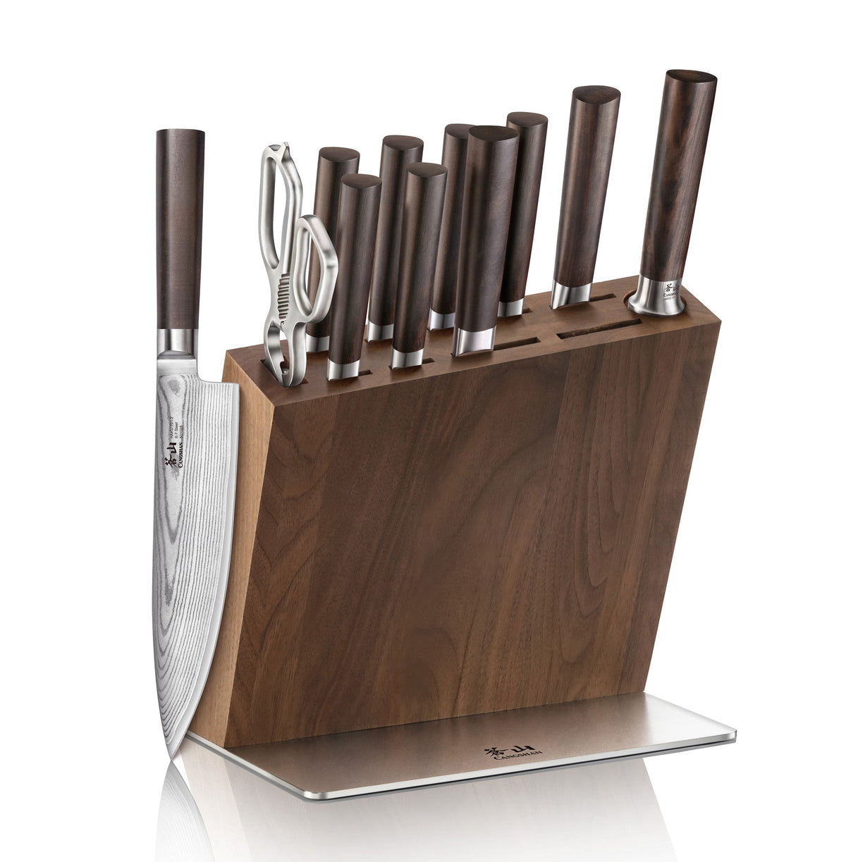 HAKU Series 12-Piece Knife Block Set, Forged X-7 Damascus Steel, HUA Walnut Block, 501196