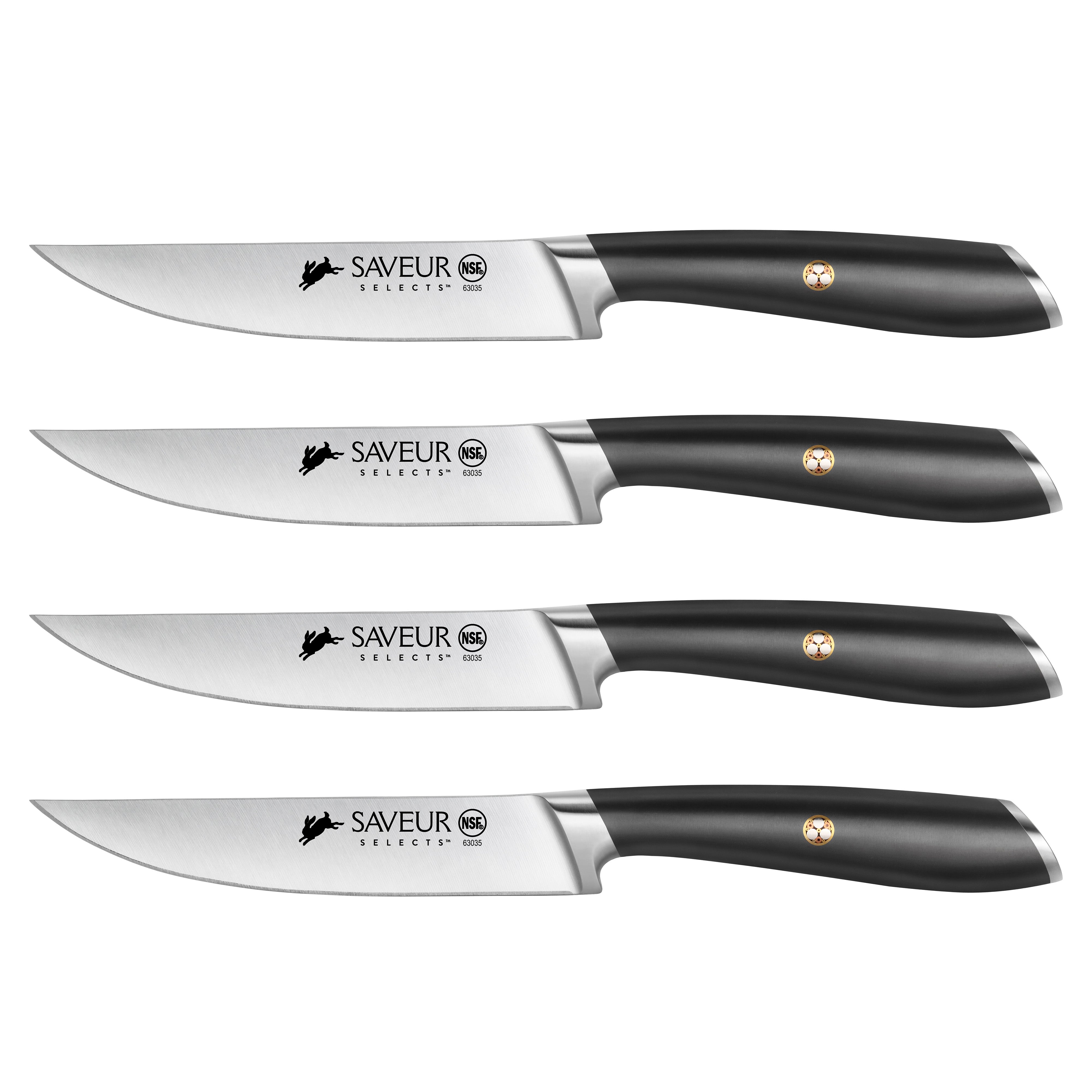 Saveur Selects 4-Piece Fine Edge Steak Knife Set, Forged German Steel, 1026269