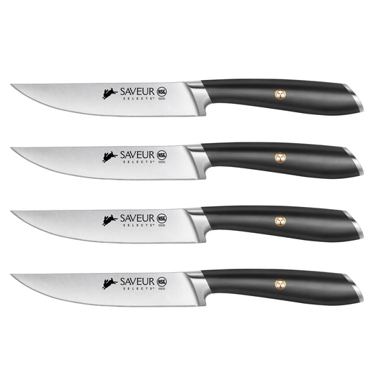 Saveur Selects 4-Piece Fine Edge Steak Knife Set, Forged German Steel, 1026269