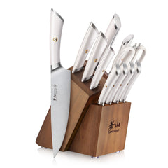 ELBERT Series 12-Piece Knife Block Set, Forged German Steel, Acacia Block