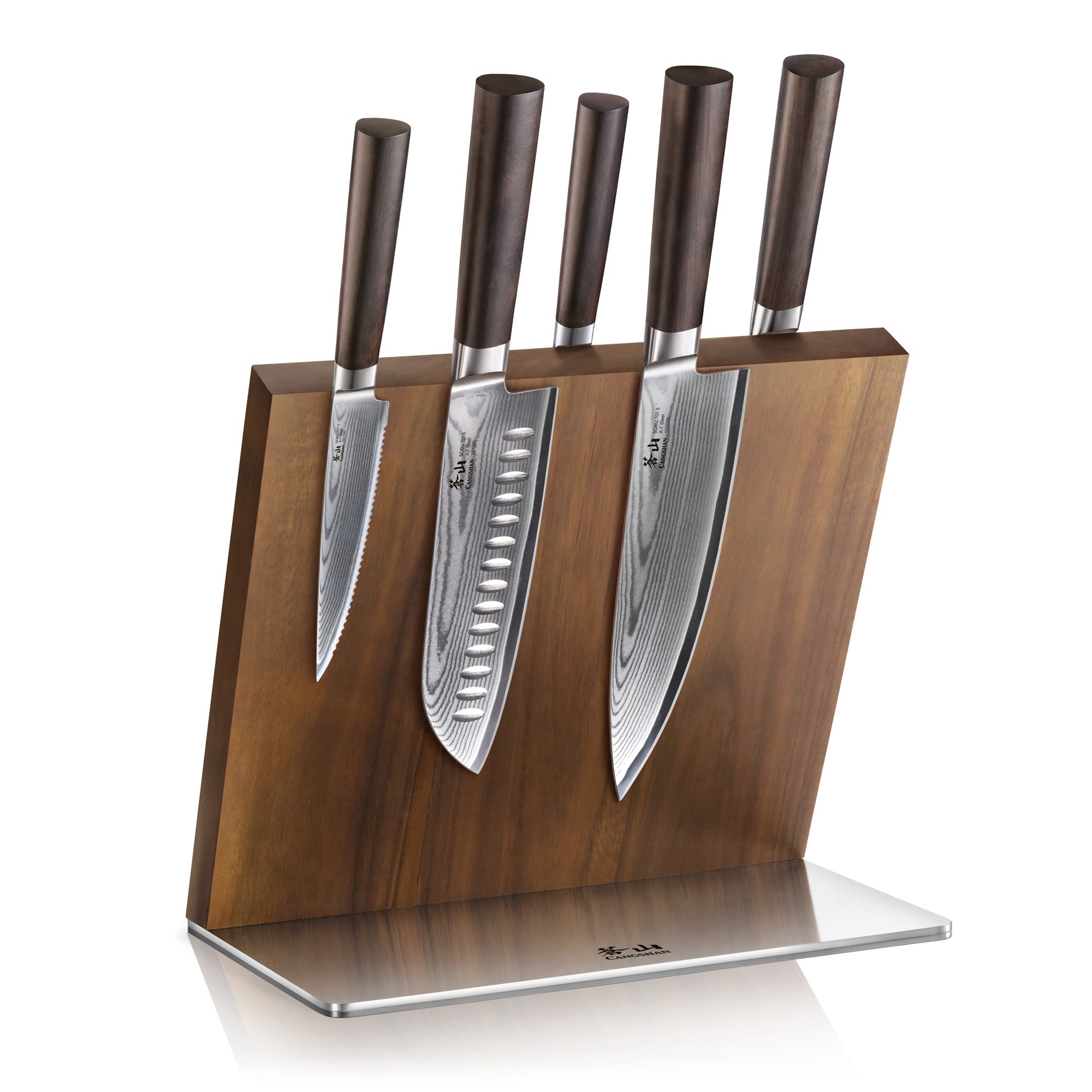 SOBU Series 6-Piece Magnetic Block Set, X-7 Damascus Steel, HUA Acacia Block, 503817