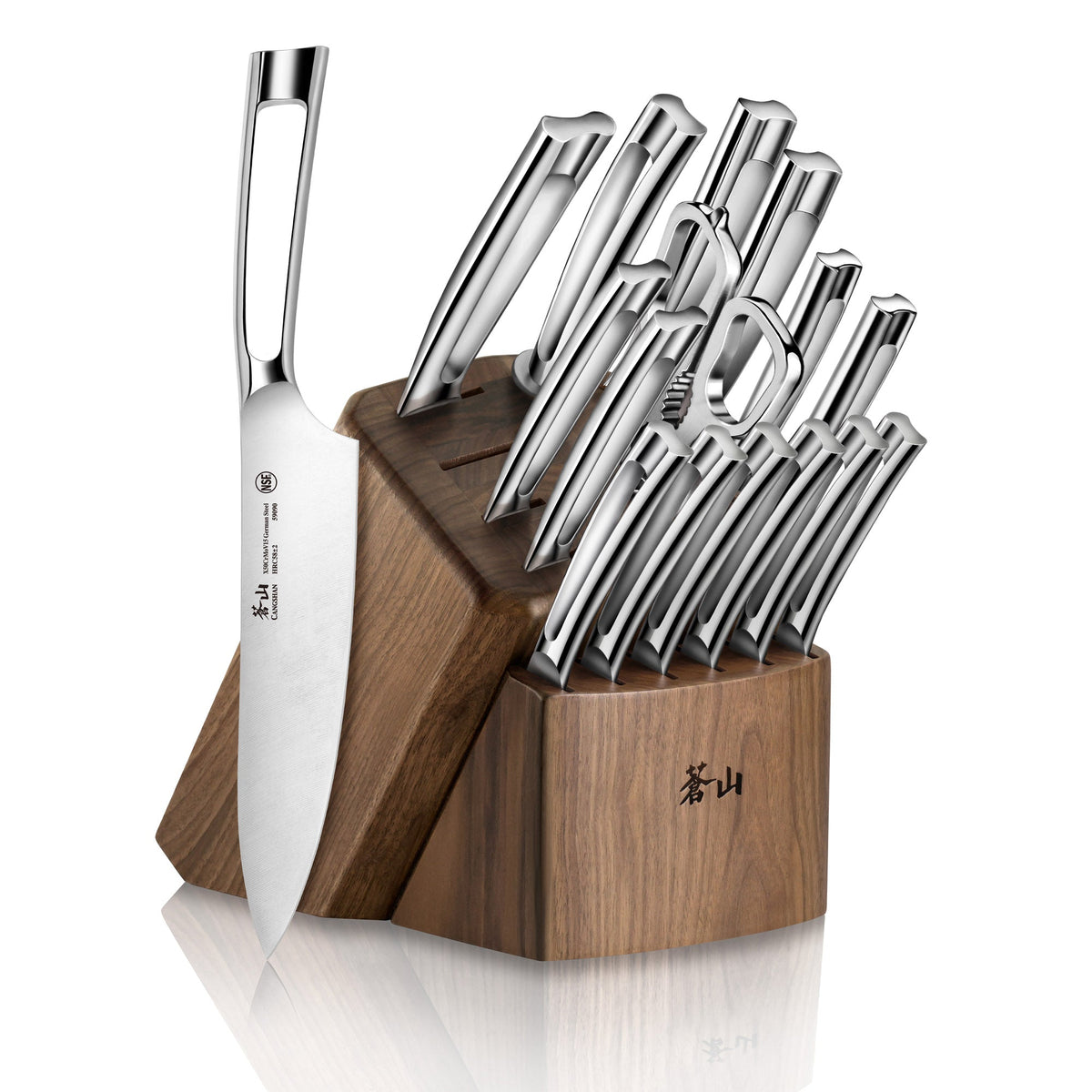 N1 Series 17-Piece Knife Block Set, Walnut, Forged German Steel, 1024784