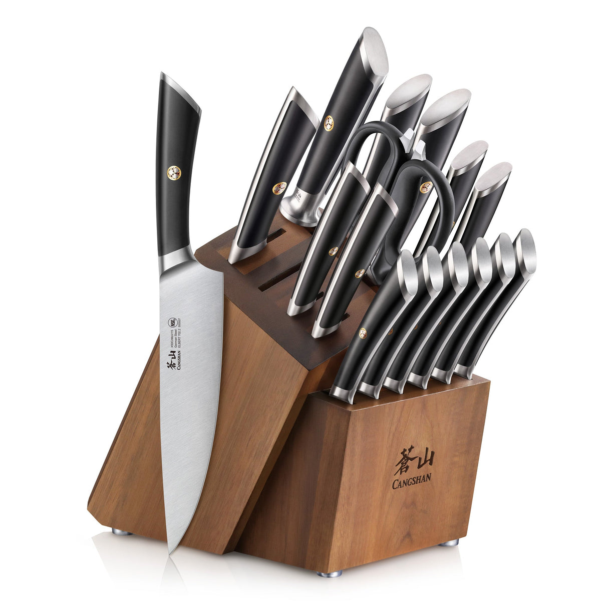 ELBERT Series 17-Piece Knife Block Set, Forged German Steel, Acacia Block